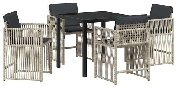Kert étkező szett 5 pcs Világosszürke Porszórt acél