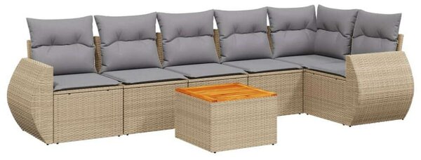 VidaXL Polyrattan Kerti Ülőgarnitúra - 7 részes - Bézs