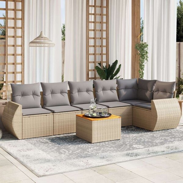 VidaXL Polyrattan Kerti Ülőgarnitúra - 7 részes - Bézs