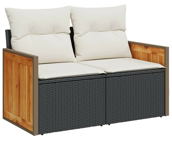VidaXL 5 részes fekete polyrattan kerti kanapészett párnákkal