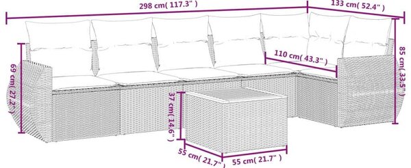 VidaXL Polyrattan Kerti Ülőgarnitúra - 7 részes - Bézs