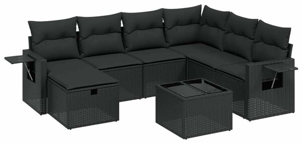 VidaXL Polyrattan Kerti Ülőgarnitúra - 8 részes - Fekete
