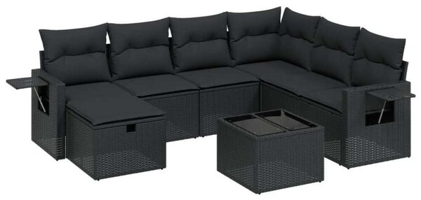 VidaXL Polyrattan Kerti Ülőgarnitúra - 8 részes - Fekete