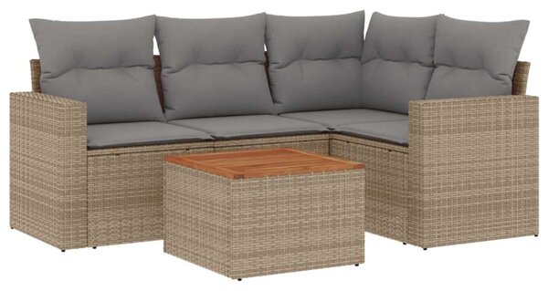 VidaXL Polyrattan Kerti Ülőgarnitúra - 5 részes - Bézs