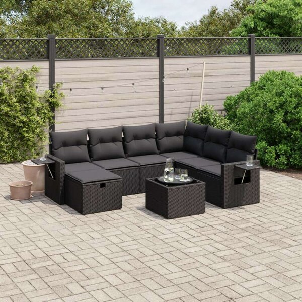VidaXL Polyrattan Kerti Ülőgarnitúra - 8 részes - Fekete