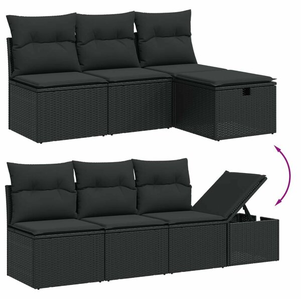 VidaXL Polyrattan Kerti Ülőgarnitúra - 8 részes - Fekete