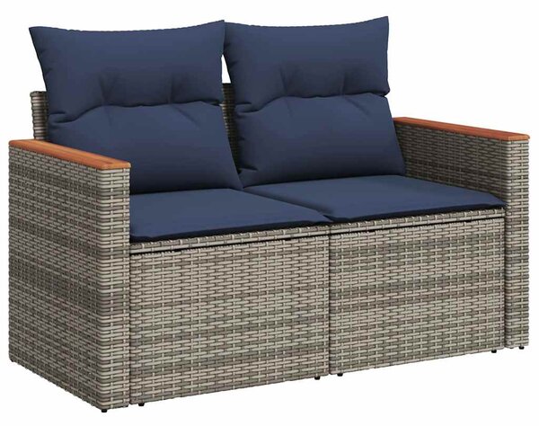 12 db szürke polyrattan kerti kanapégarnitúra párnákkal