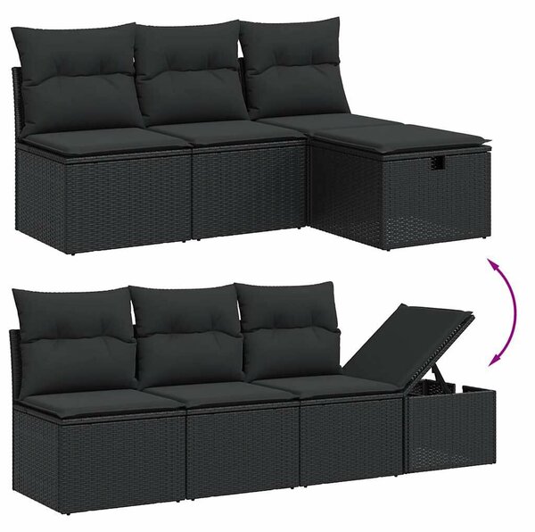 VidaXL Polyrattan Kerti Ülőgarnitúra - 9 részes - Fekete