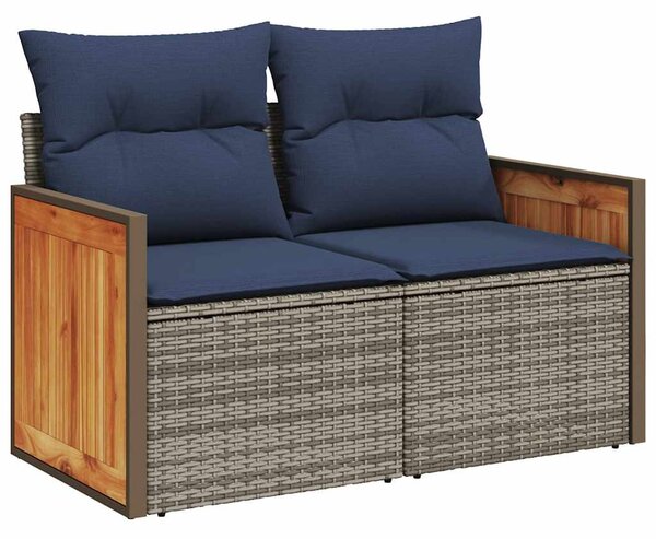 5 db szürke polyrattan kerti kanapégarnitúra párnákkal