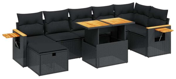 VidaXL Polyrattan Kerti Ülőgarnitúra - 8 részes - Fekete