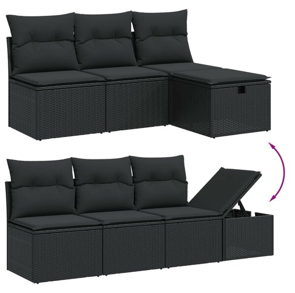 VidaXL Kerti Ülőgarnitúra - 8 részes - Fekete Polyrattan
