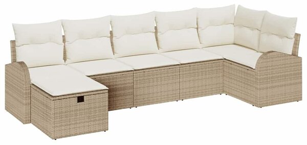 VidaXL Kerti Kanapé Szett párnával tárolóval 7 pcs Bézs polirattan