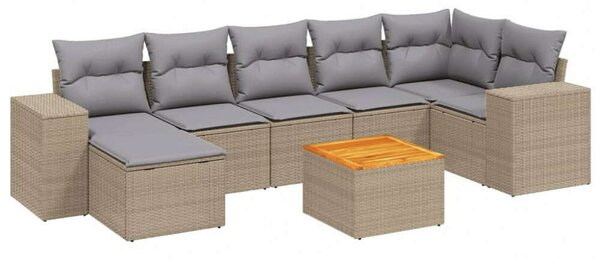 VidaXL Polyrattan Kerti Ülőgarnitúra - 8 részes - Bézs
