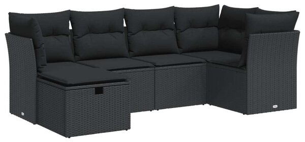 VidaXL Polyrattan Kerti Ülőgarnitúra - 6 részes - Fekete
