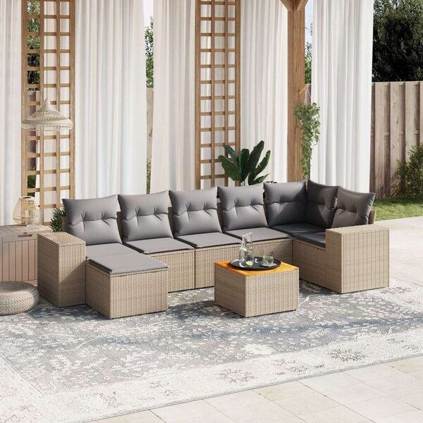 VidaXL Polyrattan Kerti Ülőgarnitúra - 8 részes - Bézs