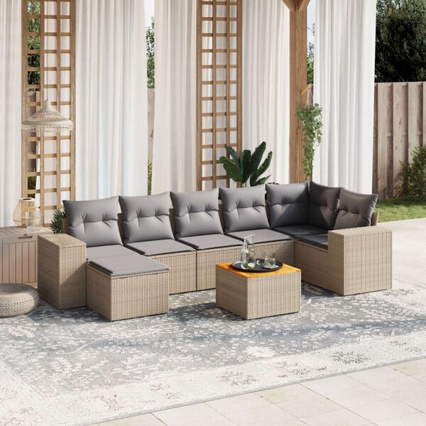 VidaXL Polyrattan Kerti Ülőgarnitúra - 8 részes - Bézs