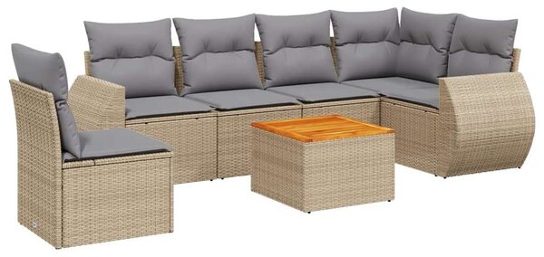 VidaXL Polyrattan Kerti Ülőgarnitúra - 7 részes - Bézs