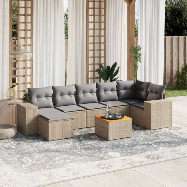 VidaXL Polyrattan Kerti Ülőgarnitúra - 8 részes - Bézs