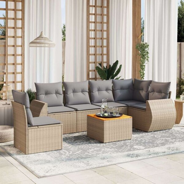 VidaXL Polyrattan Kerti Ülőgarnitúra - 7 részes - Bézs