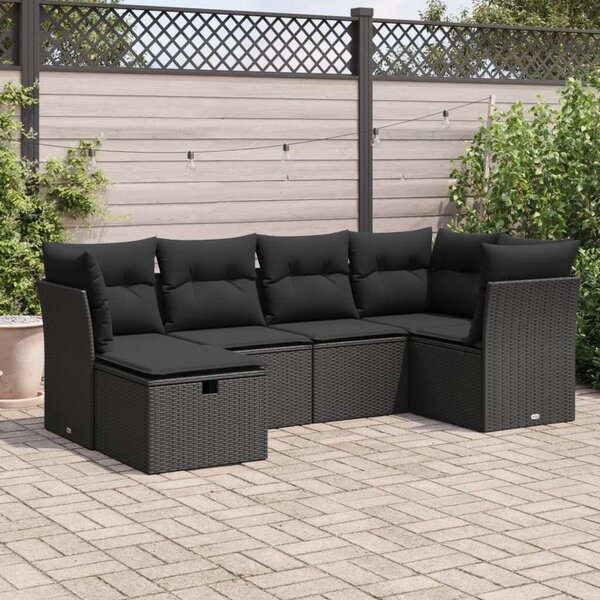 VidaXL Polyrattan Kerti Ülőgarnitúra - 6 részes - Fekete