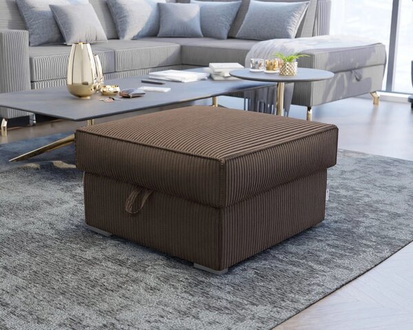 Taburet SMART COSARO XL tárolóval 71x71 cm, sötétbarna