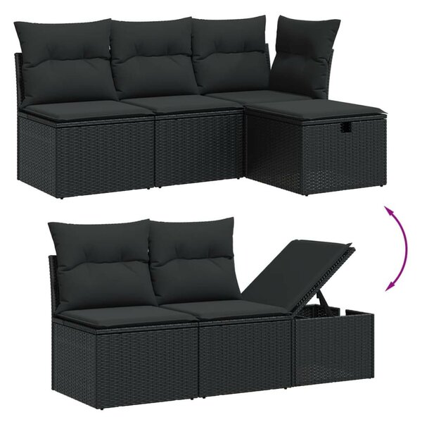 VidaXL Polyrattan Kerti Ülőgarnitúra - 11 részes - Fekete