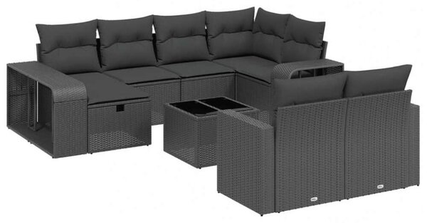 VidaXL Polyrattan Kerti Ülőgarnitúra - 11 részes - Fekete