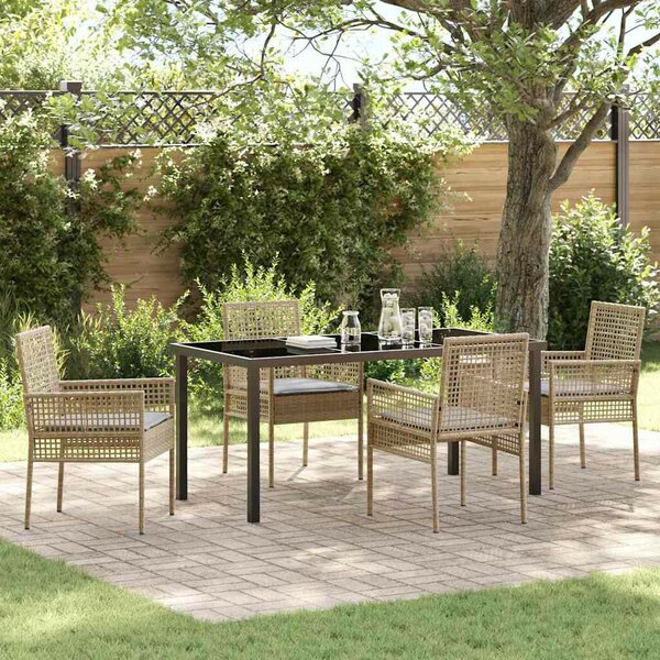 Kert étkező szett párnával 5 pcs Bézs polirattan