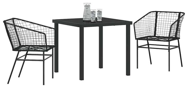 Kert étkező szett 3 pcs Fekete polirattan