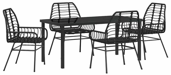 Kert étkező szett 5 pcs Fekete polirattan