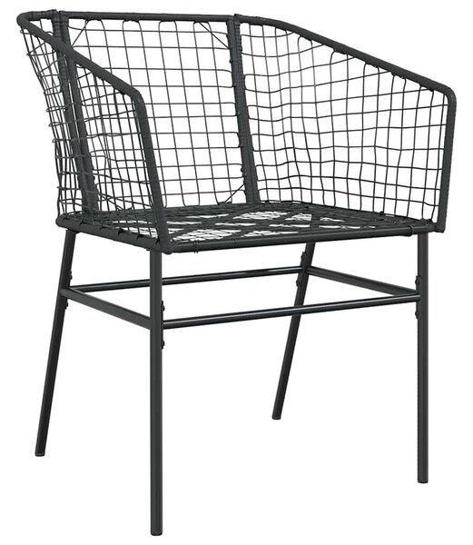 Kert étkező szett 3 pcs Fekete polirattan