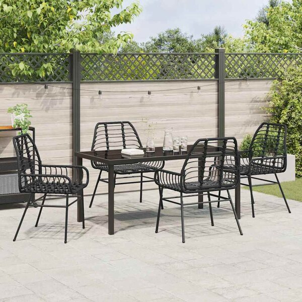 Kert étkező szett 5 pcs Fekete polirattan