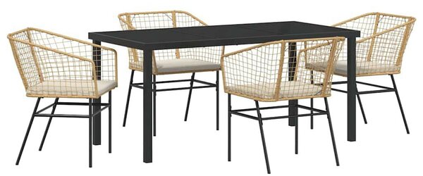 Kert étkező szett 5 pcs Barna polirattan