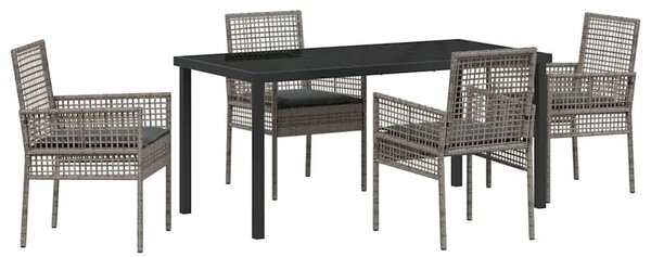 Kert étkező szett párnával 5 pcs Szürke polirattan