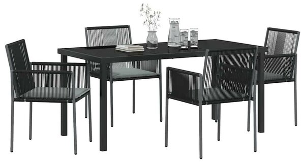 Kert étkező szett 5 pcs Fekete PE Rattan