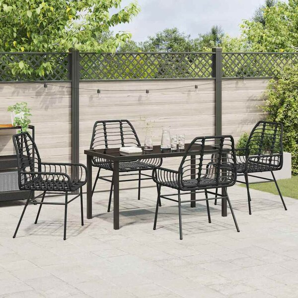 Kert étkező szett 5 pcs Fekete polirattan