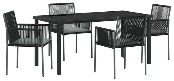 Kert étkező szett 5 pcs Fekete PE Rattan