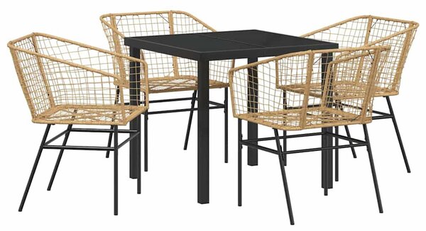 Kert étkező szett 5 pcs Barna polirattan
