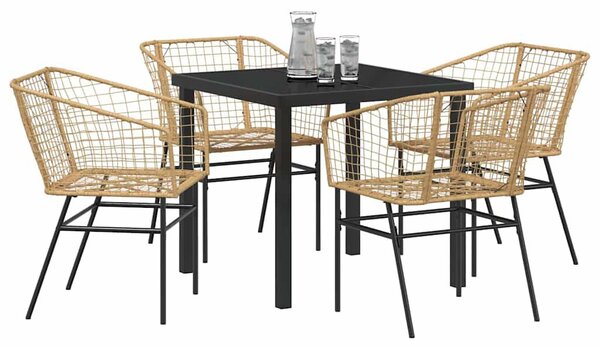 Kert étkező szett 5 pcs Barna polirattan