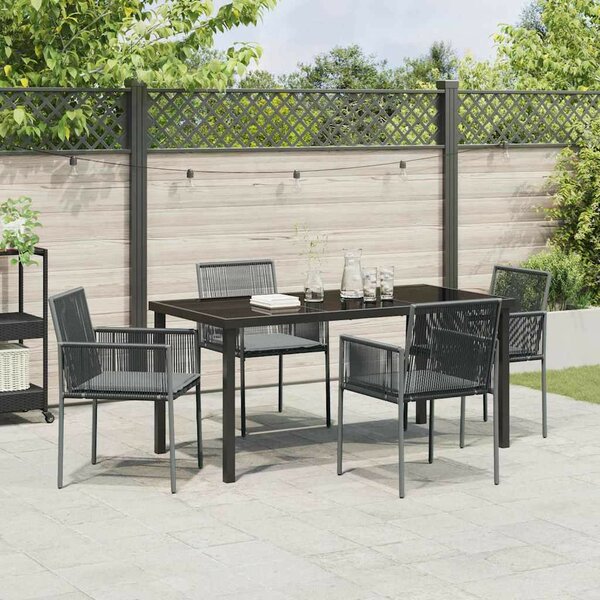 Kert étkező szett 5 pcs Fekete PE Rattan