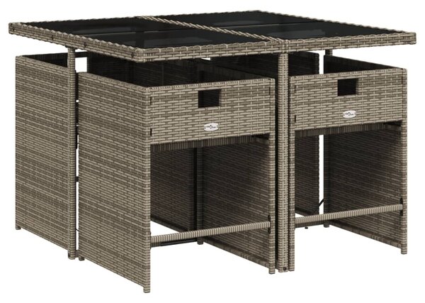5 részes szürke polyrattan kerti étkezőgarnitúra párnával