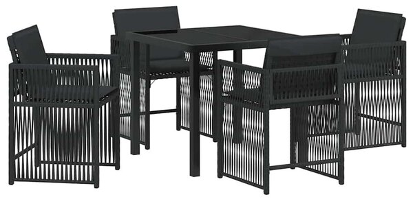 Kert étkező szett 5 pcs Fekete polirattan