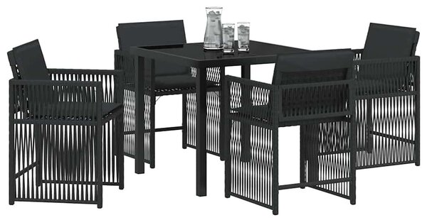 Kert étkező szett 5 pcs Fekete polirattan