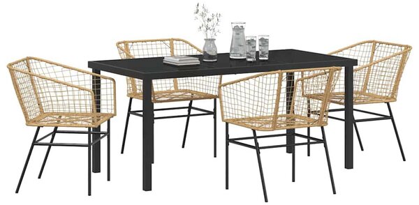 Kert étkező szett 5 pcs Barna polirattan