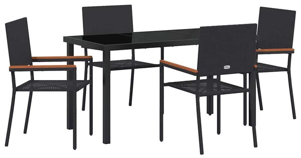 Kert étkező szett párnával 5 pcs Fekete polirattan