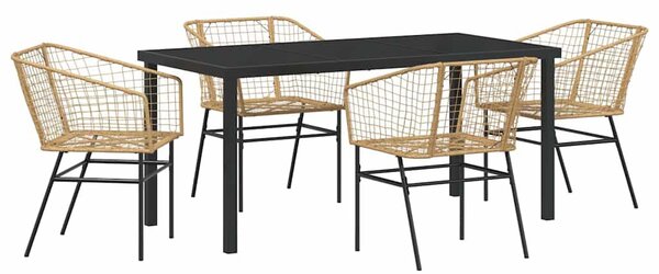 Kert étkező szett 5 pcs Barna polirattan