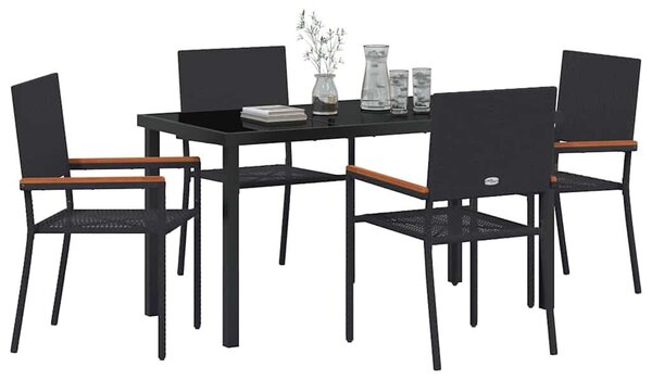 Kert étkező szett párnával 5 pcs Fekete polirattan