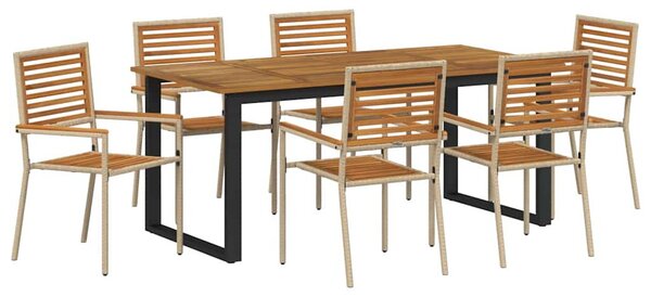 Kert étkező szett 7 pcs Bézs Tömör Akácfa