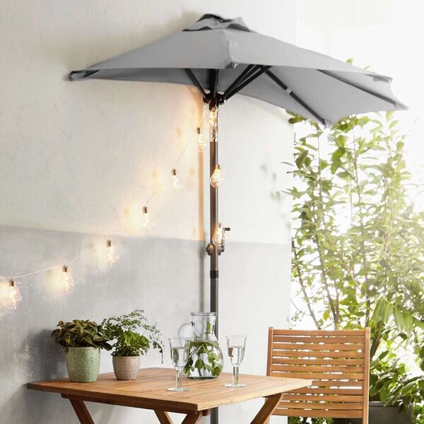 Siesta Félköríves Napernyő - Világosszürke - 94cm