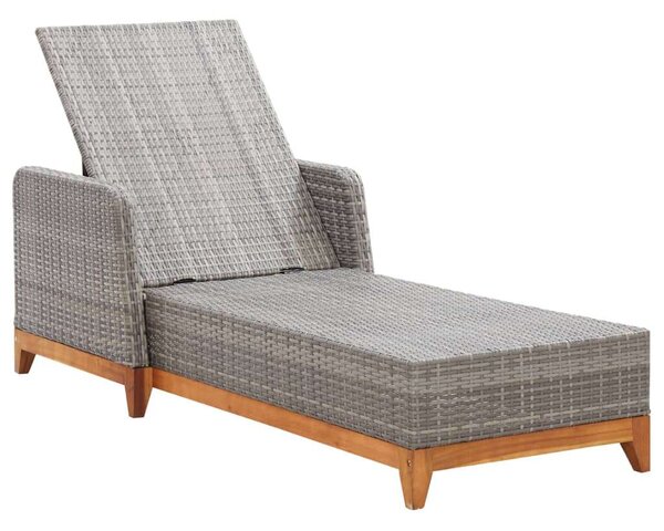 VidaXL Napozóágy - Szürke Polyrattan - 200cm